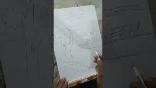 How to draw a village scenery drawing|| Scenery drawing easy step by step #Howtodraw  #Art #Drawing