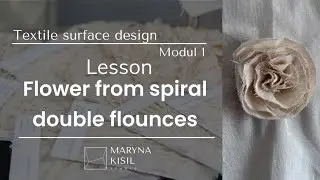Flower from spiral double flounces. Textile surface design lesson