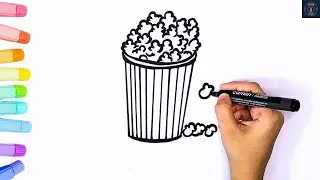 How To Draw Popcorn Box | Easy Step By Step Tutorial