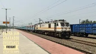 Whining GMO WAP7 39127 with Patna Jan Shatabdi is thundering through JOX at flat 130 kmph