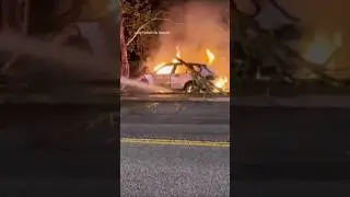 WATCH: Army football player rescues victim from burning car #shorts #viral #carcrash #caraccident