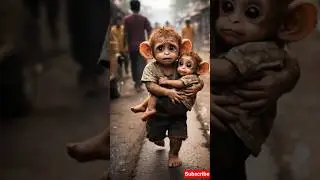 Monkey with his sister in Market#ai #viral #youtubeshorts #motivation #accident #market #shorts
