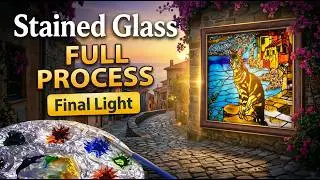 Full Process: Layered Painted Glass Artwork with Timelapse | From First Layer to Final Light