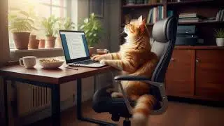 Starbucks coffee Music - An orange cat is typing a report on a laptop #starbucks #coffee