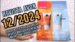 REVISTA AVON 12/2024: AQUAVIBE LICHIA E BAUNILHA + NOVAS EMBALAGENS RENEW + OFERTAS