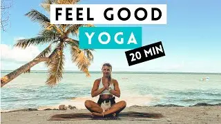 20 minutes Full Body Yoga Flow with cat in Maldives