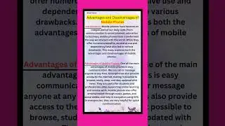 Essay On Advantages And Disadvantages Of Mobile Phone In English #mobilephone #essay #mobile
