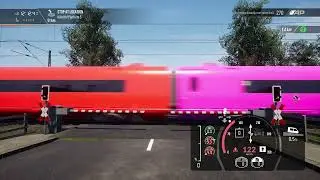 Train sim world 2: ICE 3 train passing by the railroad tracks with rainbow livery colors