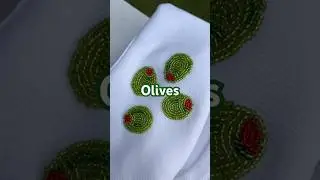 Olive bead embroidered t-shirt 🫒#beadembroidery #beadedjewelry #embroidery #olives #hobby