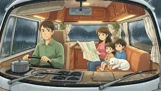 Cozy Family Van Trip on a Rainy Day ⛈ | Ghibli Style ASMR