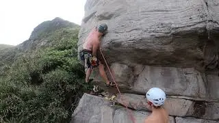 Battling the crux of 'Fight' (5.11c) - LongDong, Taiwan