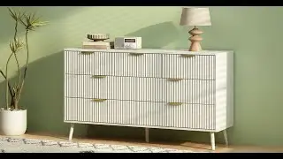 Riumlore Corin Mid-Century-Modern Fluted White 7-Drawer Dresser Assembly Instruction