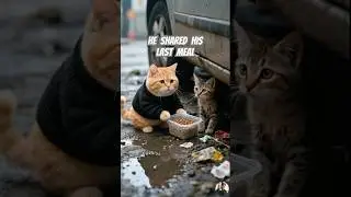 Sharing Food with a Stray Kitten #shorts #cat