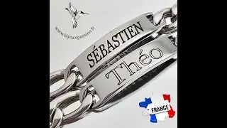Gourmette homme personnalisée, toute longueur jusque 25 cm, acier - Fabrication Française