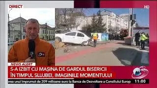 Accident grav în Iaşi, două maşini au spulberat gardul unei biserici, chiar în timpul slujbei