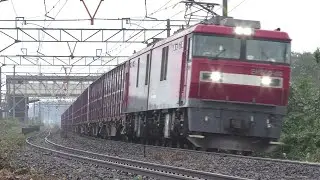 【JR貨物】試９０９３～９０９５レ ＥＨ５００-４９ コキ２０両の死重コンテナ満載