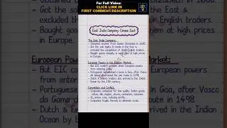 From Trade to Territory | Class 8 History | Handwritten notes | NCERT | CBSE | #shorts