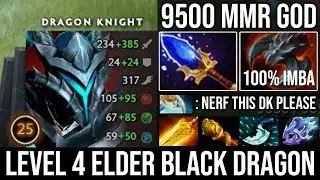 WTF Lvl4 Elder Black Dragon Form Aghanim + Radiance 9500 MMR DK | Monster Carry - 90% Damage DotA 2