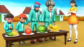 Игра «Кальмар 2» против «Страшного учителя» | Охота за куклой: фрукты – кто сможет найти их всех?...
