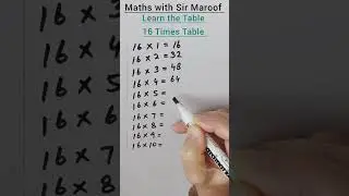 Learn the Table.16 Times Table #maths #shortvideo #easyhack #informative #viral