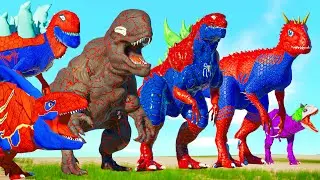 ALL DINOSAURUS BATTLE DISTORTUS REX vs MEGALODON SHARK DINOSAUR FIGHTING IN JURASSIC WORLD EVOLUTION