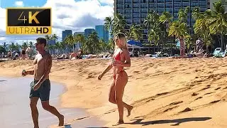 [4K] Hawaii | Waikiki Beach 🌴🏄&zwj;♂️ - Walking Virtual Tour - Get a Closer Look