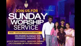 🌅 Sunday  Worship Service | Eva David Vijayakanth | Dr Jacinth David | Jan 11