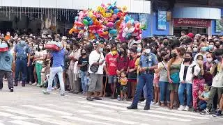 Dumaguete city, Philippines- 09 28 2022: Crowd of Asian People in mask.