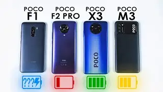 POCO X3 vs POCO M3 vs POCO F2 Pro vs Pocophone F1 🔋 КТО ДОЛЬШЕ #3