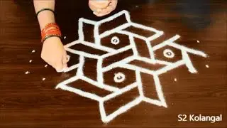 Easy rangoli Designs with 8 to 3 Dots - kolam designs with dots - chukkala muggulu