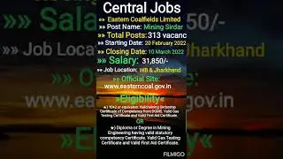 ECL Mining Sirdar Vacancy 2022 #shorts #upsc #ssc #govtjobs