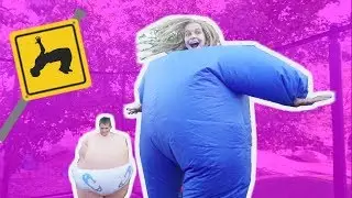 FAT FLIPPING! ~ Presents for Grandma! - Fat sumo Suits on the Trampoline