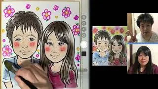 【水彩画】アナログ人物画・水彩絵の具で似顔絵を鮮やかに仕上げてゆきます