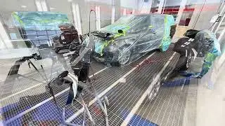 Range Rover rear und damage repair process after.