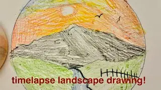 circle landscape drawing (beginners) #subscribe #viralart