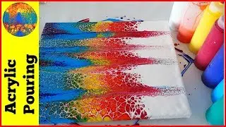Double Swipe Technique with Rainbow Acrylic Pour