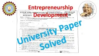 Entrepreneurship Development Multiple choice Questions MCQ AKTU Exam Paper Solution In Hindi