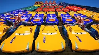GTA 5 SPIDERMAN Cars Challenge Lightning & Monster McQueen Jackson Storm Miss Fritter & Friends Cars