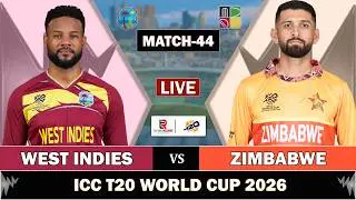T20 WORLD CUP 2026: WEST INDIES vs ZIMBABWE MATCH 44 LIVE | WI vs ZIM LIVE MATCH COMMENTARY WI 2 OVR