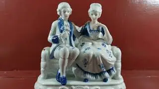 The Ronaldo Collection Blue And White China Figurine Of A Georgian Couple
