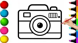 Рисование и раскрашивание фотоаппарата для детей | Простое пошаговое рисование для начинающих