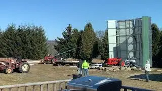 Pulling carport back over after high winds