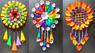 3 Beautiful Flower Wall Hanging / Paper Craft For Home Decoration/Easy flowers making with paper DIY