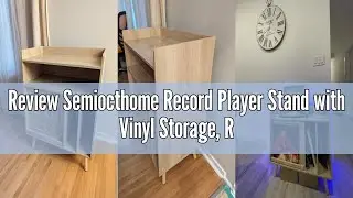 Review Semiocthome Record Player Stand with Vinyl Storage, Record Player Table with Rattan Cabinet D