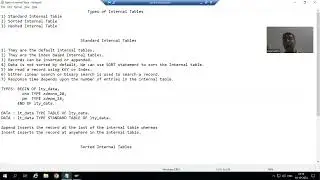 59 - ABAP Programming - Types of Internal Tables - Standard Internal Table Part1