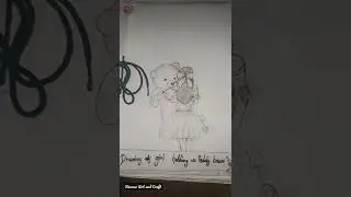 Drawing of Girl Holding a Teddy Bear|Simran Art and Craft|🧸🧸#shorts #youtubeshorts #drawing