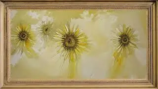 TV Art Screensaver 4K &ndash; Sunny Yellow Daisy Abstraction | Vintage Gold Frame Oil Painting