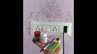 #cute panda wall painting🎨🐼 #bamboo panda wall painting #simple panda Switch board painting