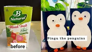 How to make planters using empty juice carton/ DIY penguin planters