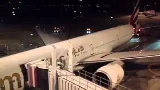 Emirates Flight met by Fire trucks in Melbourne